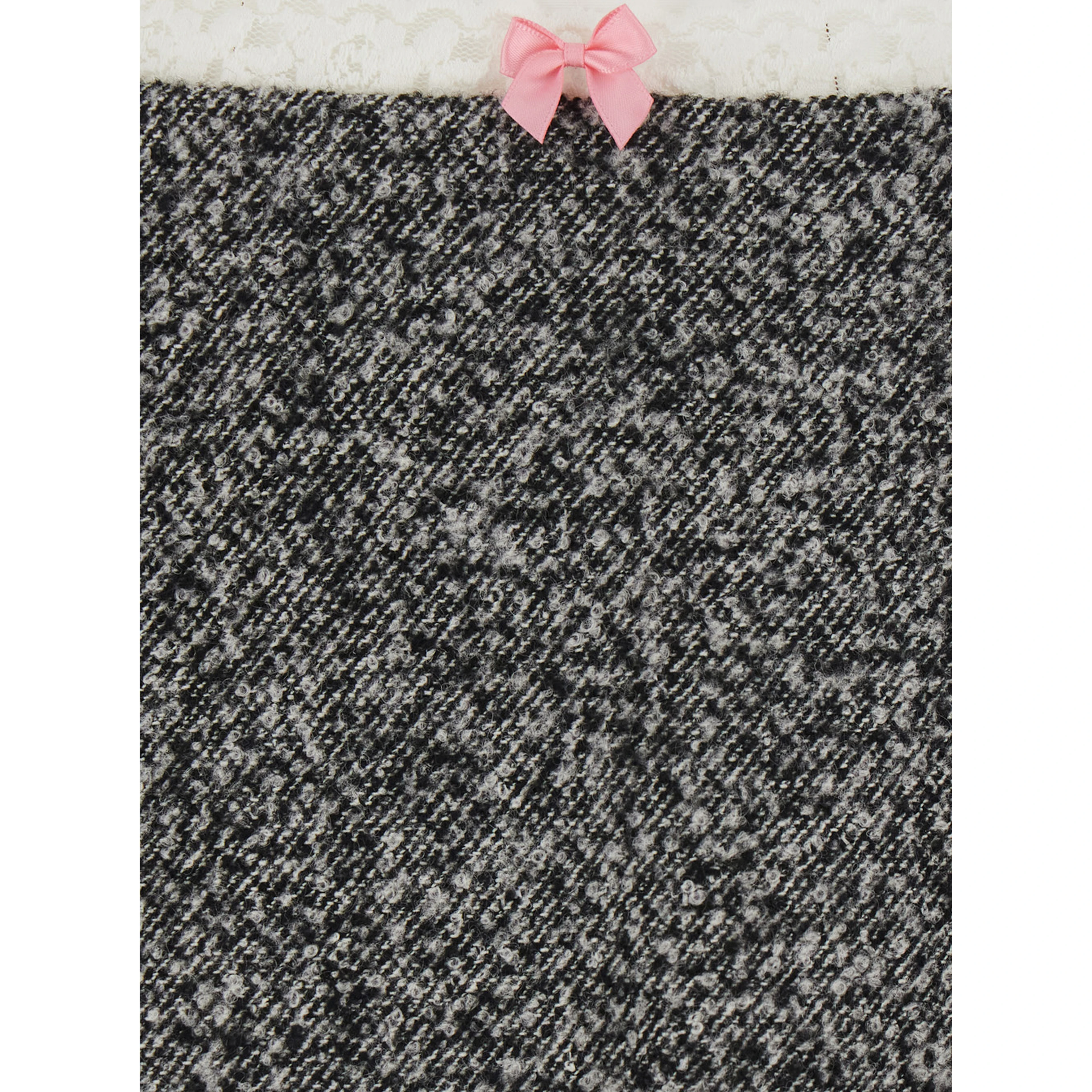 Gray mini skirt with lace trim and polyester and wool fabric, women