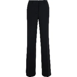 Black Pants with Belt Loops and Hidden Front Closure in Fabric for Women