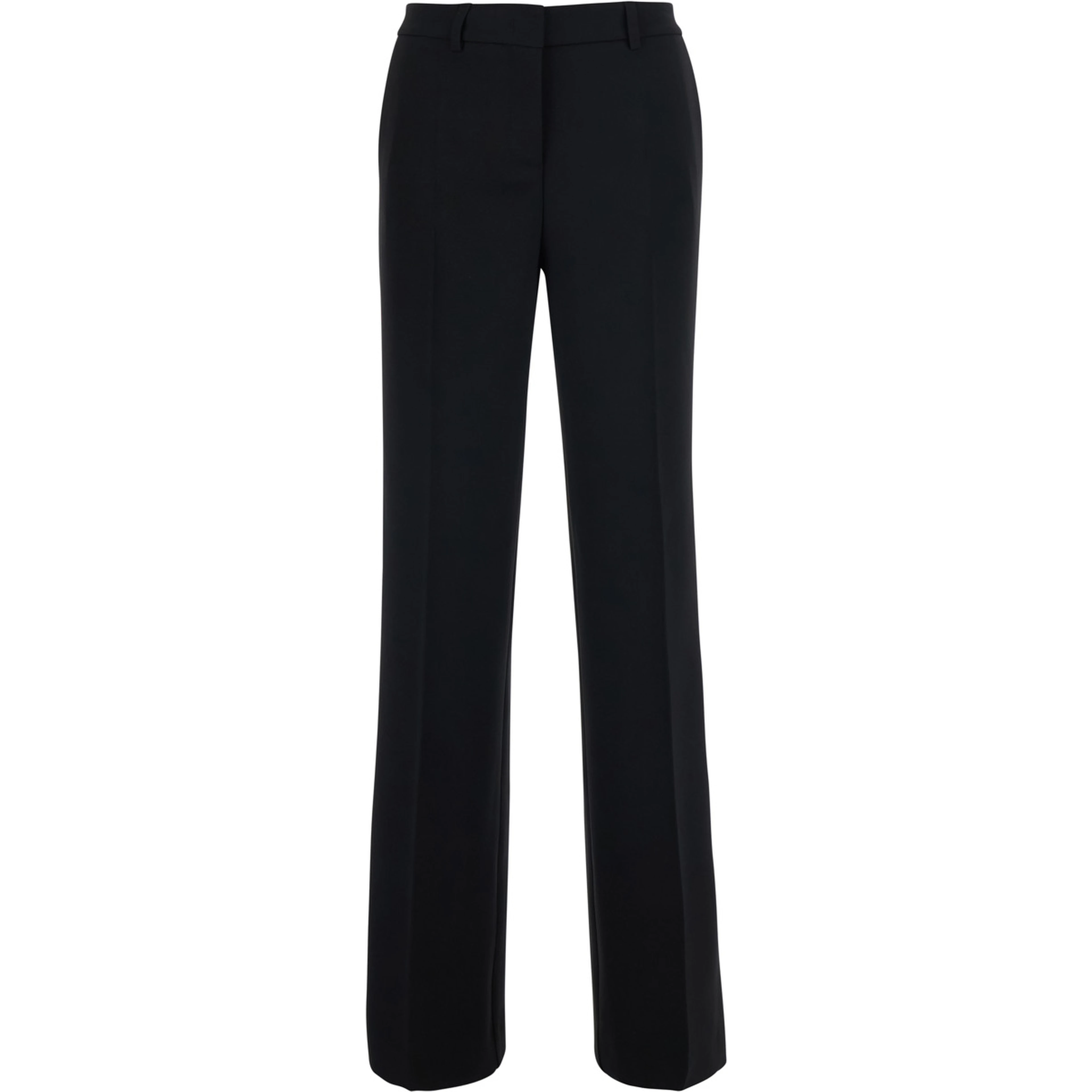Black Pants with Belt Loops and Hidden Front Closure in Fabric for Women