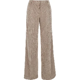 Brown Corduroy Pants with Pockets and Straight Hems for Women