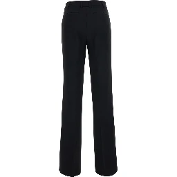 Black Pants with Belt Loops and Hidden Front Closure in Fabric for Women