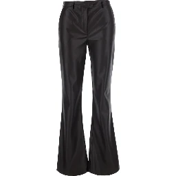 Brown Pants with Belt Loops and Back Pocket in Ecoleather for Women
