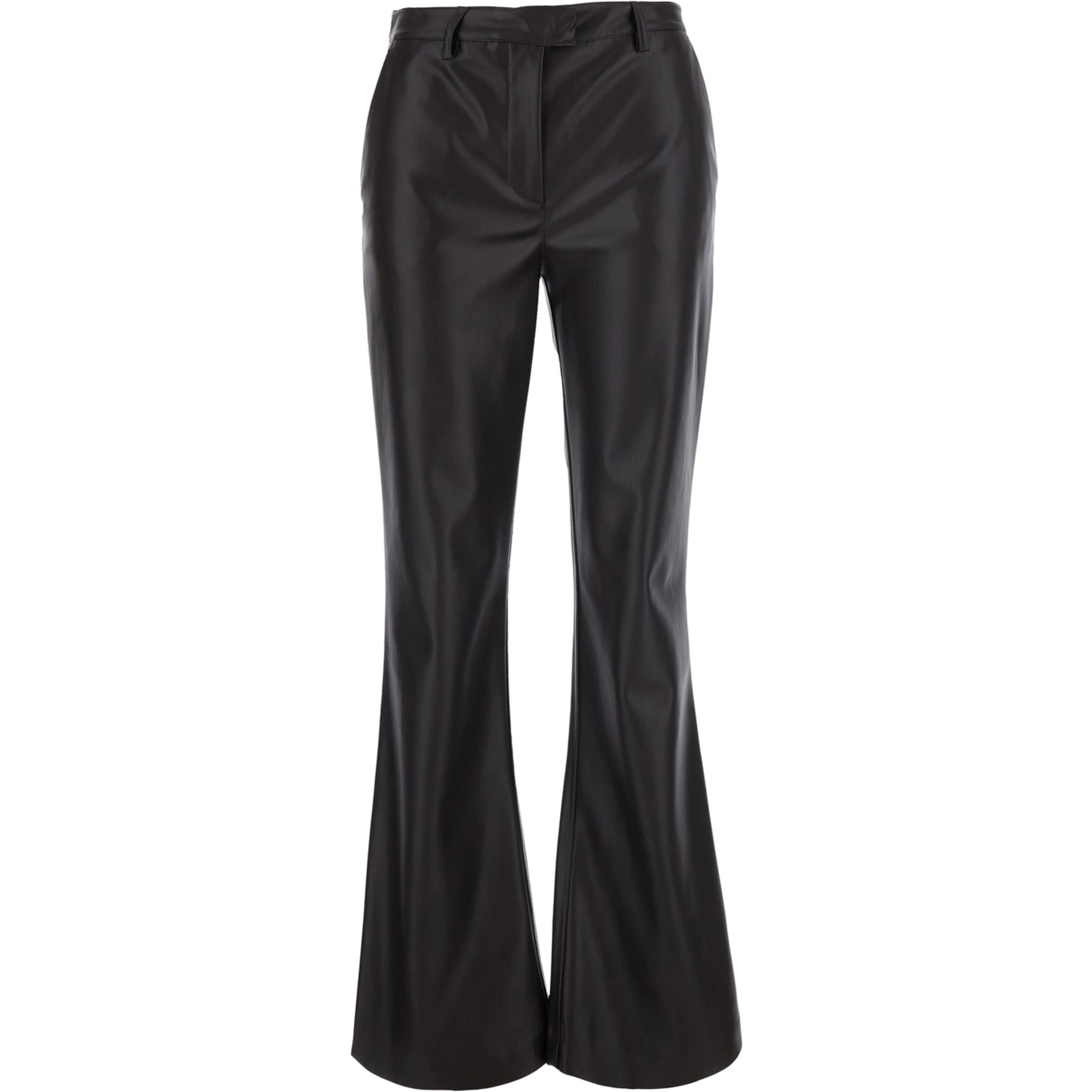 Brown Pants with Belt Loops and Back Pocket in Ecoleather for Women