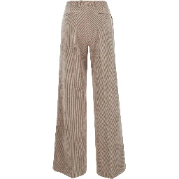 Brown Corduroy Pants with Pockets and Straight Hems for Women