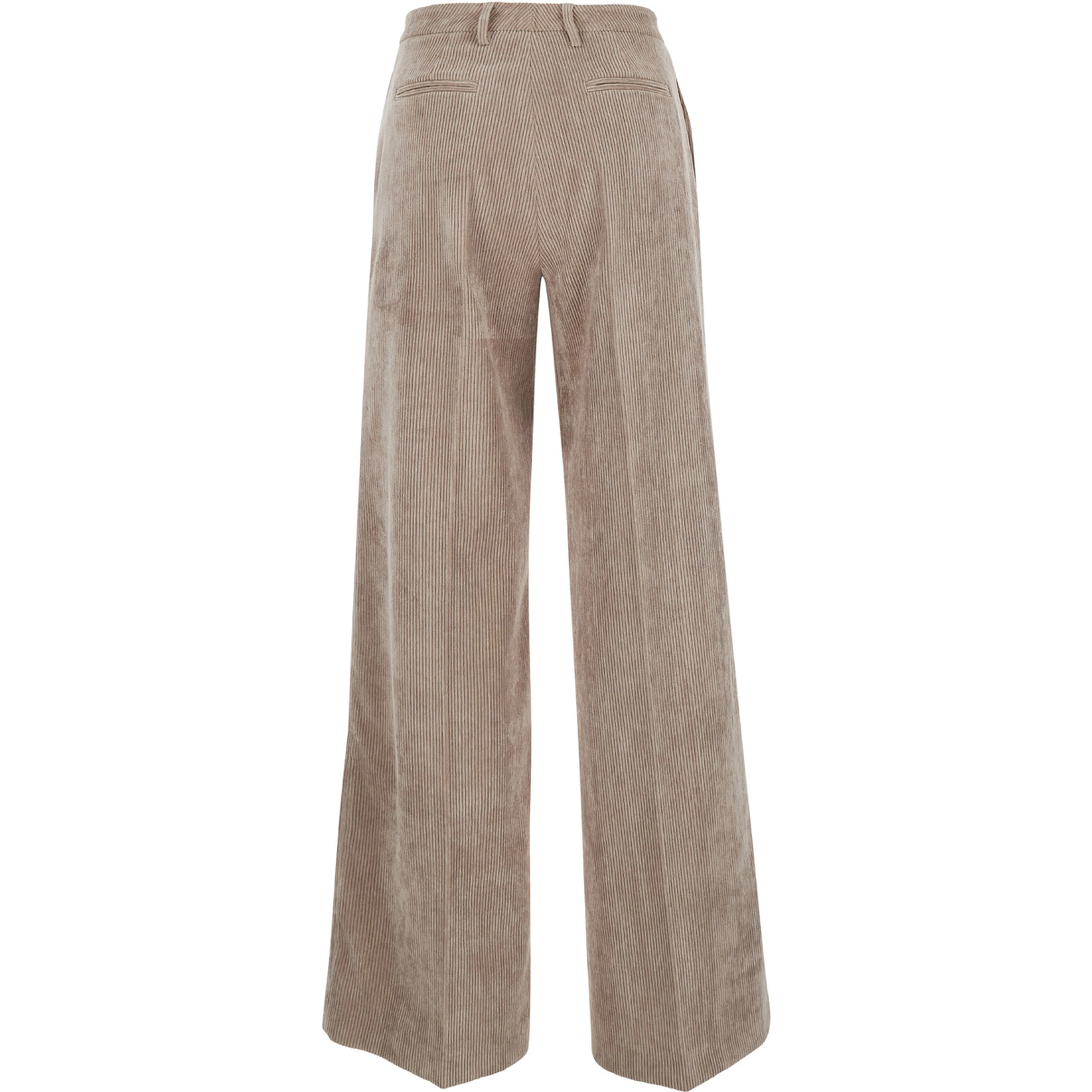 Brown Corduroy Pants with Pockets and Straight Hems for Women