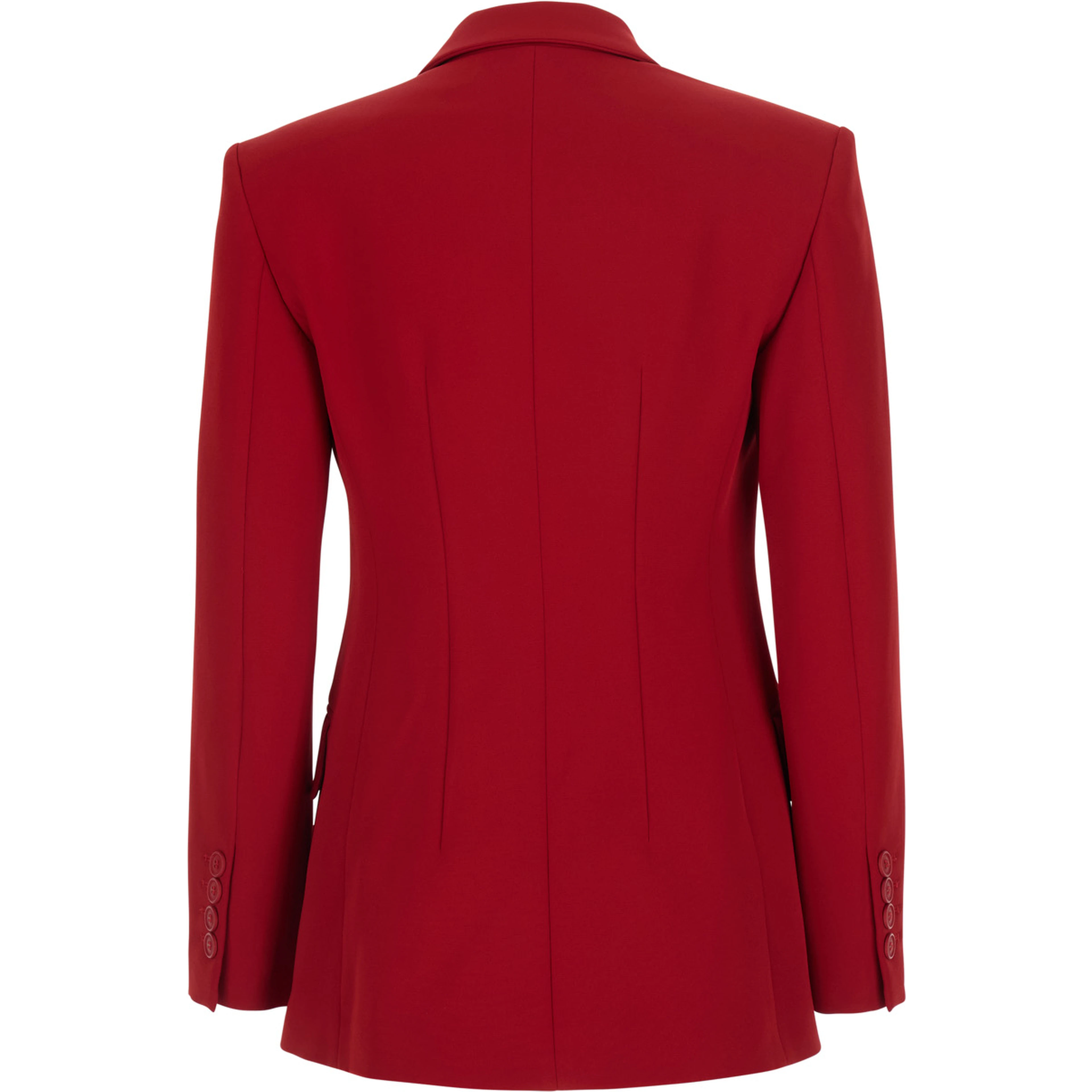 Red Double-breasted Jacket with Peak Revers in Wool Blend for Women