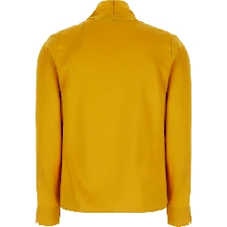 Yellow Blouse with V Neck and Crossover Front in Georgette for Women