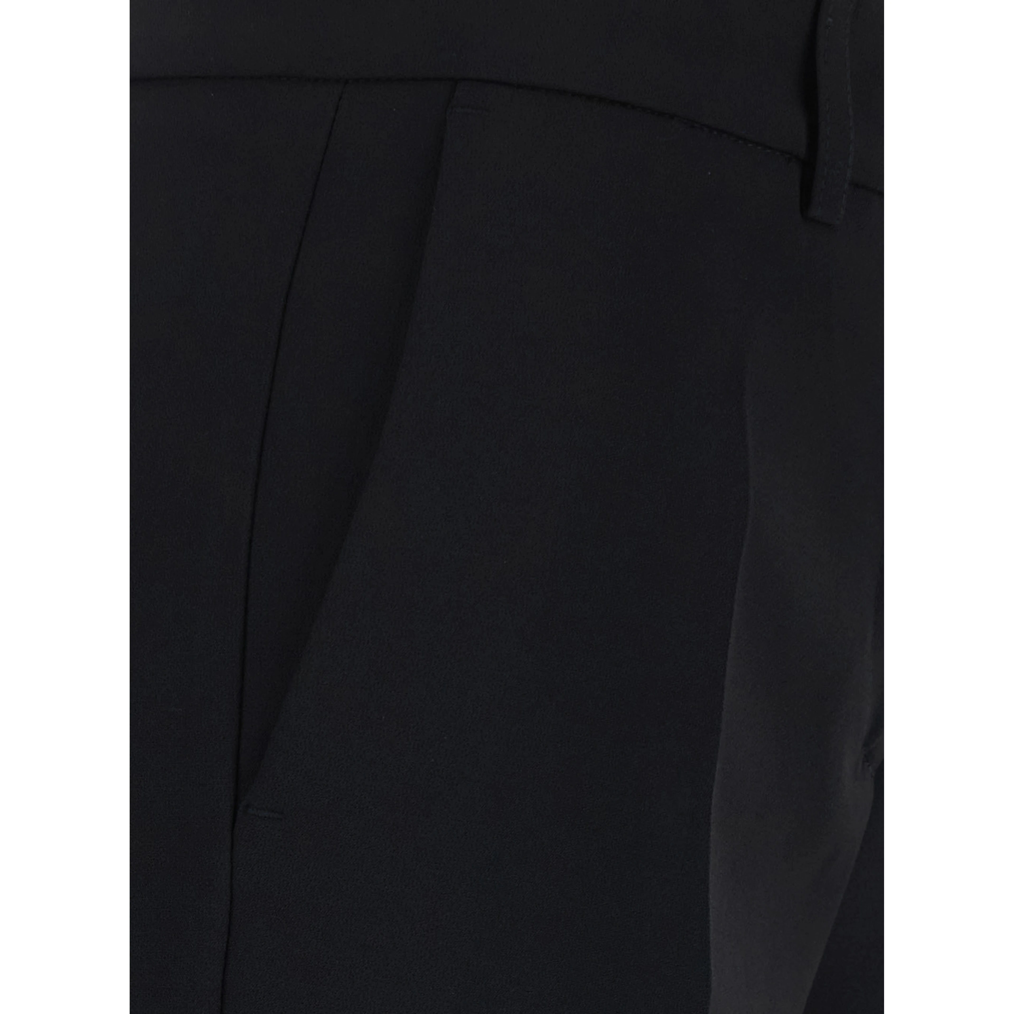 Black Pants with Belt Loops and Hidden Front Closure in Fabric for Women