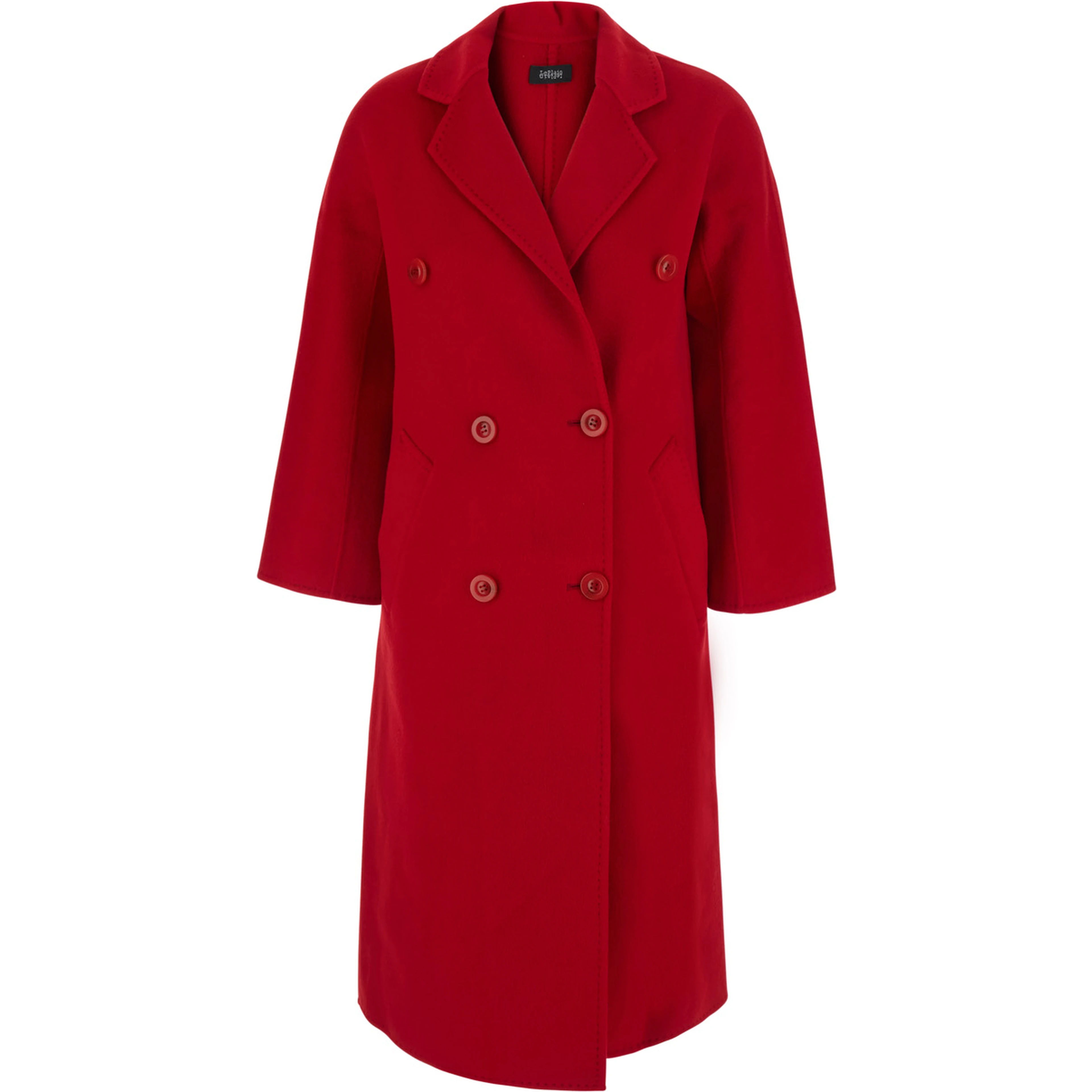 Red double-breasted coat with classic lapels in wool women