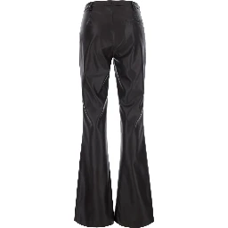 Brown Pants with Belt Loops and Back Pocket in Ecoleather for Women