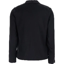 Georgette blouse with long sleeves and V-neck, in black, for woman