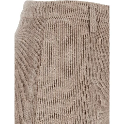 Brown Corduroy Pants with Pockets and Straight Hems for Women