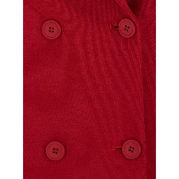 Red Double-breasted Jacket with Peak Revers in Wool Blend for Women