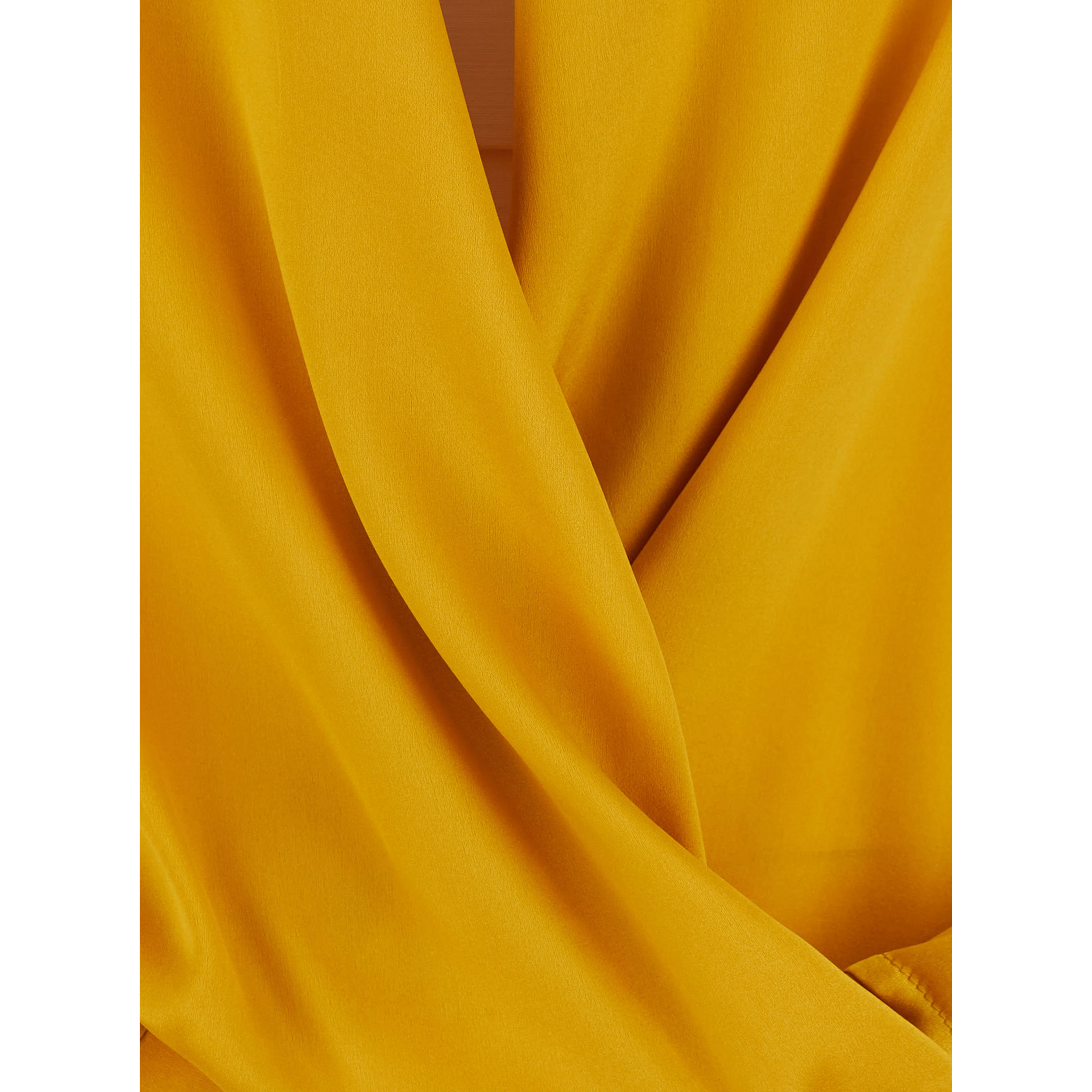 Yellow Blouse with V Neck and Crossover Front in Georgette for Women