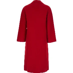 Red double-breasted coat with classic lapels in wool women