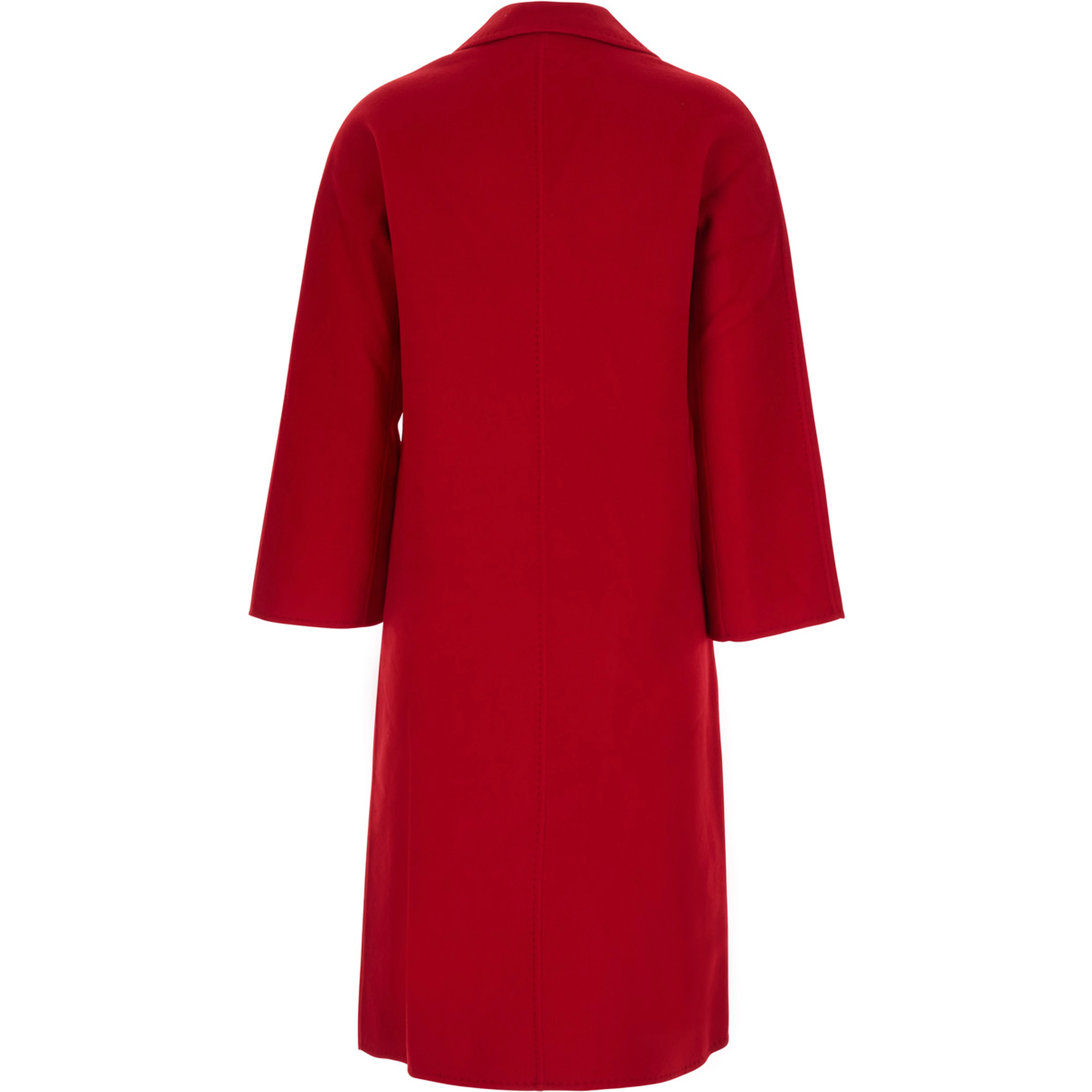 Red double-breasted coat with classic lapels in wool women