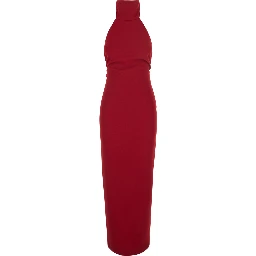 Red Long Sleeveless Dress with Open Back and Zip Closure at the Back in Fabric for Women