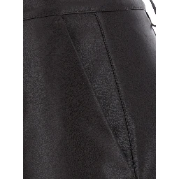 Brown Pants with Belt Loops and Back Pocket in Ecoleather for Women