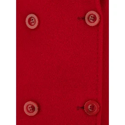 Red double-breasted coat with classic lapels in wool women