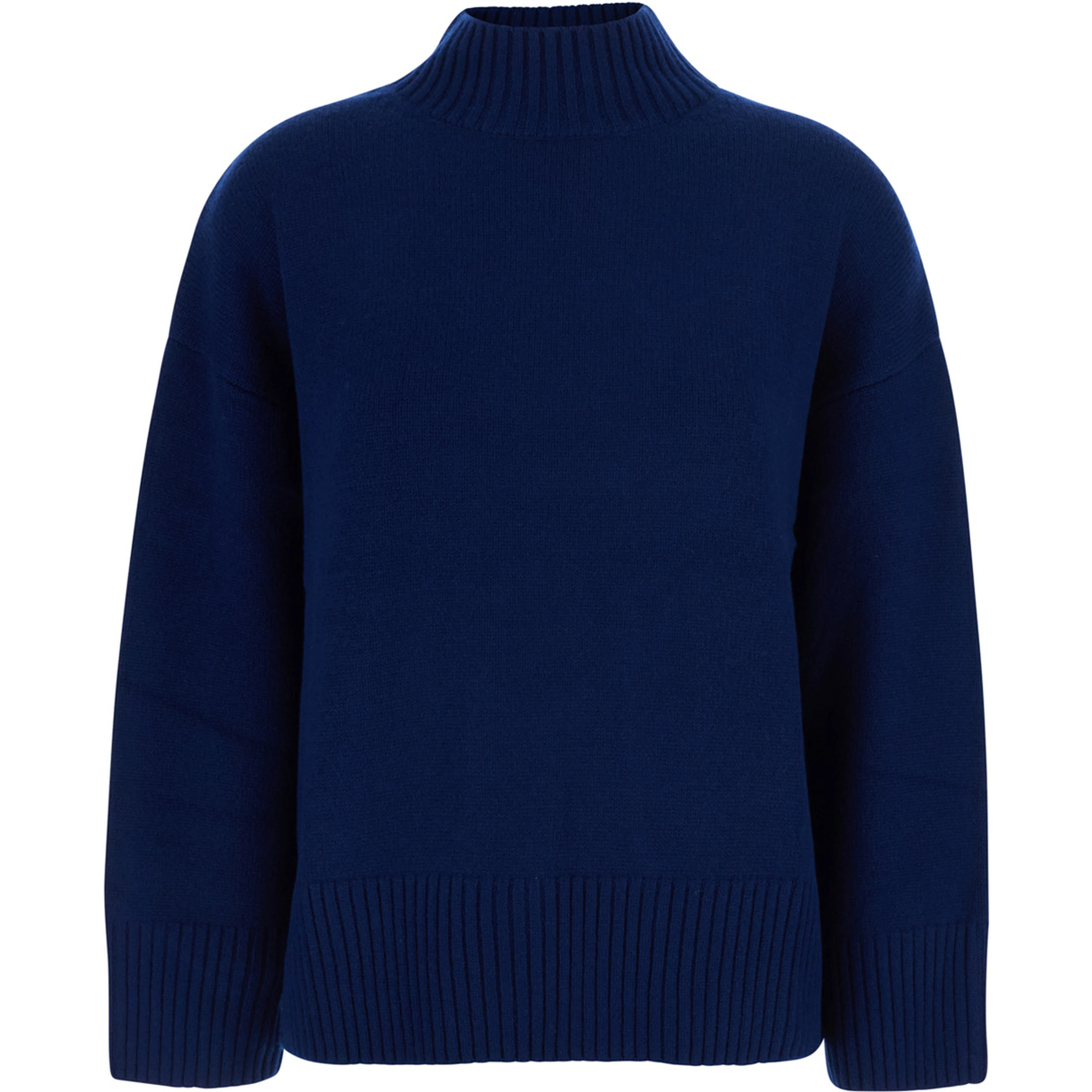 WOMEN MOCK NECK PULLOVER 5GG with high collar and long sleeves in blue Cashmere for women