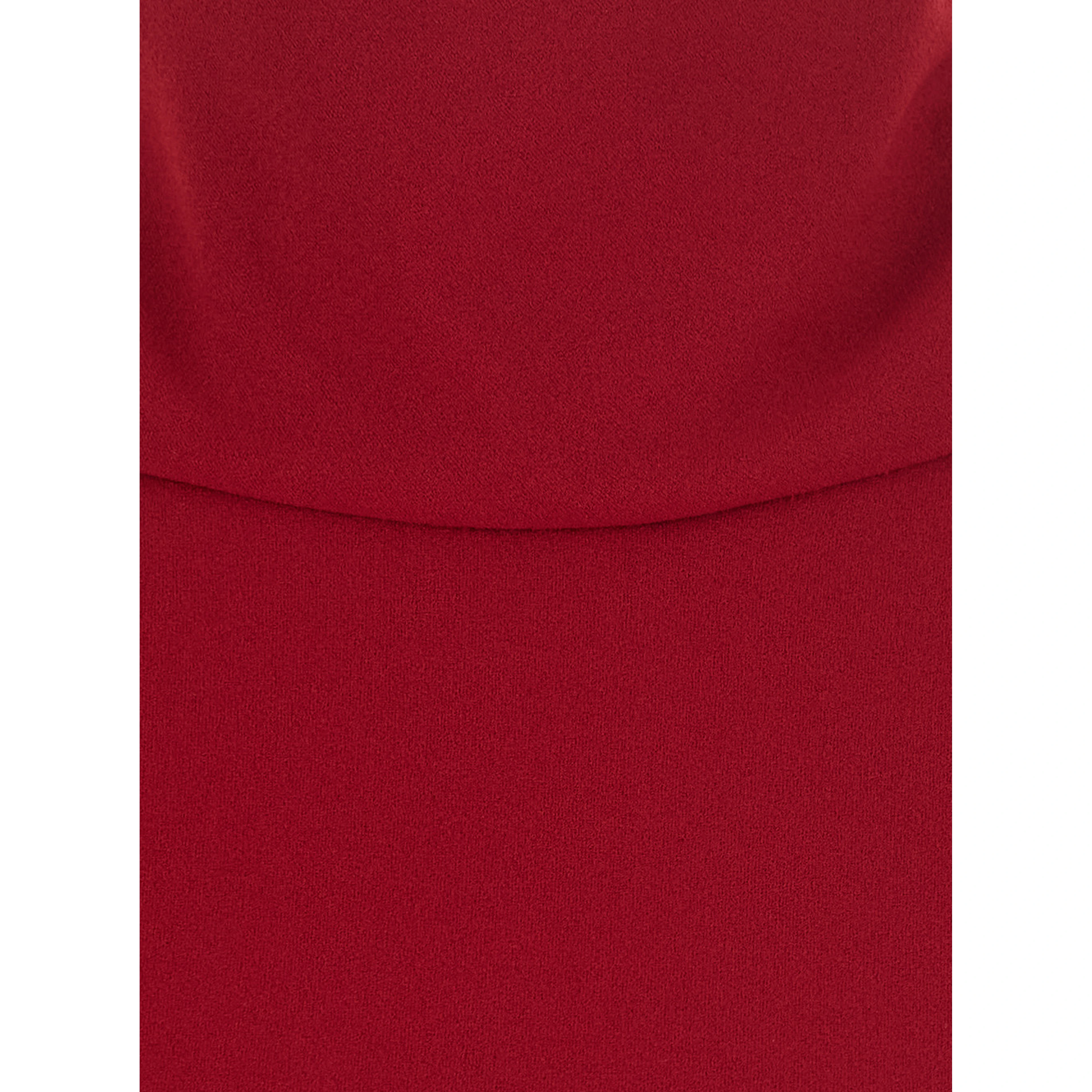 Red Long Sleeveless Dress with Open Back and Zip Closure at the Back in Fabric for Women