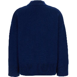 WOMEN MOCK NECK PULLOVER 5GG with high collar and long sleeves in blue Cashmere for women