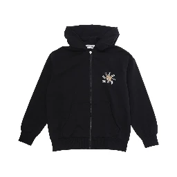 Black Hoodie with Fixed Hood and Front Logo for Kids