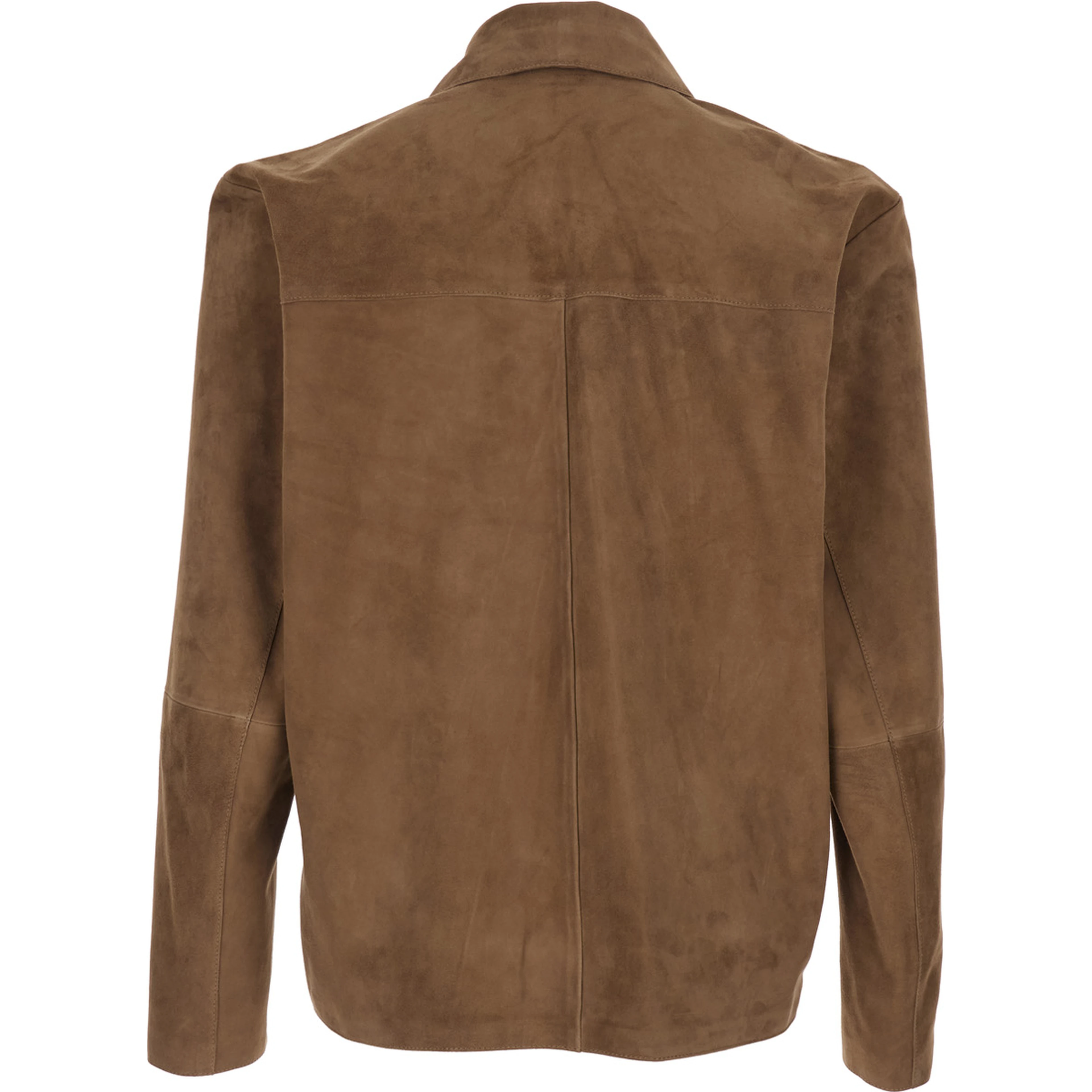 Brown Jacket with Classic Collar In Suede for Men