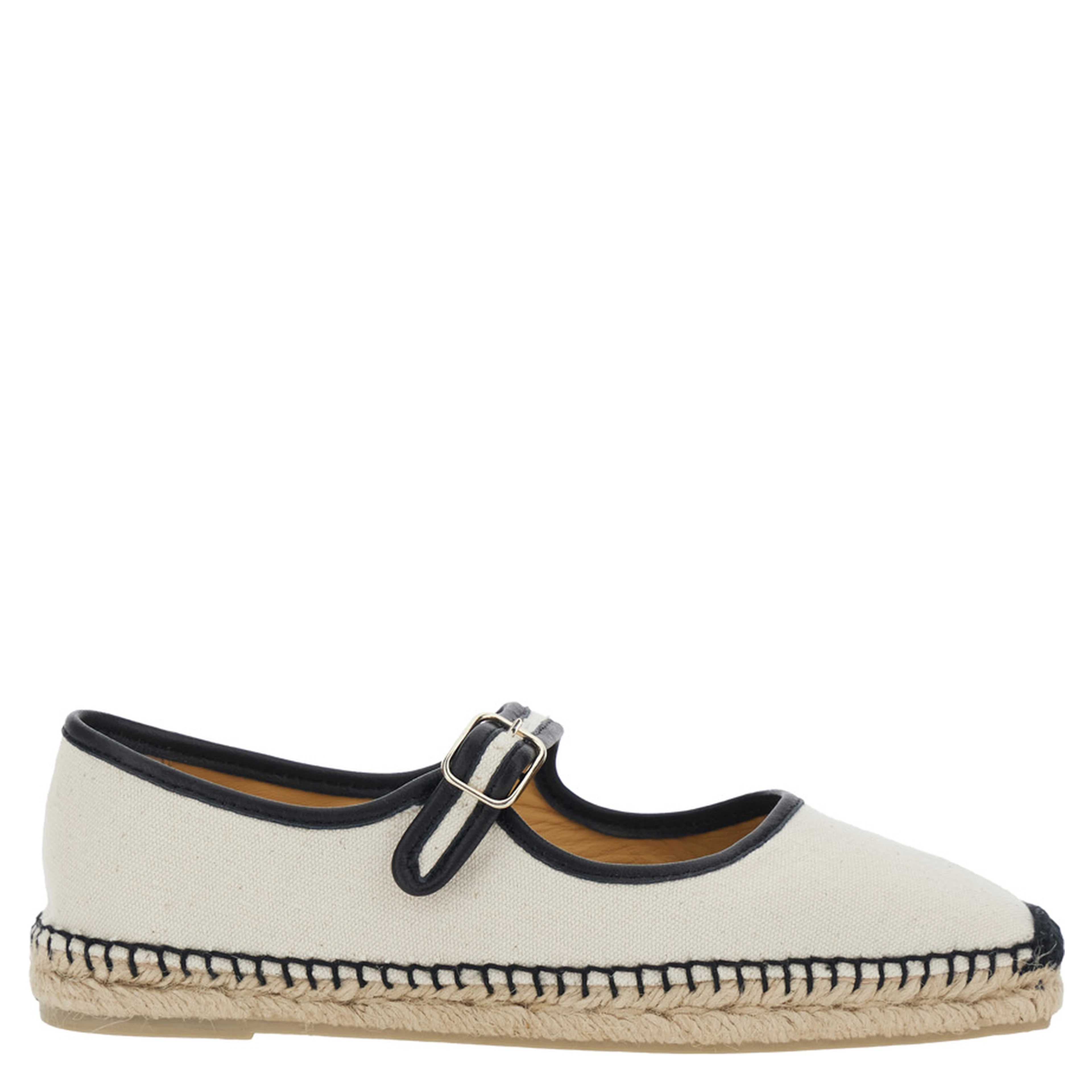 Padua White Ballet Shoes with Strap Closure and Square Toe in Fabric for Women