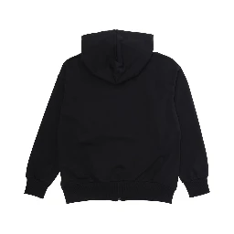 Black Hoodie with Fixed Hood and Front Logo for Kids