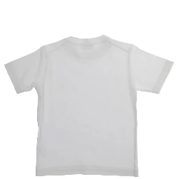 Crew Neck T-Shirt with Logo Patch on the Front in White Cotton for Kids