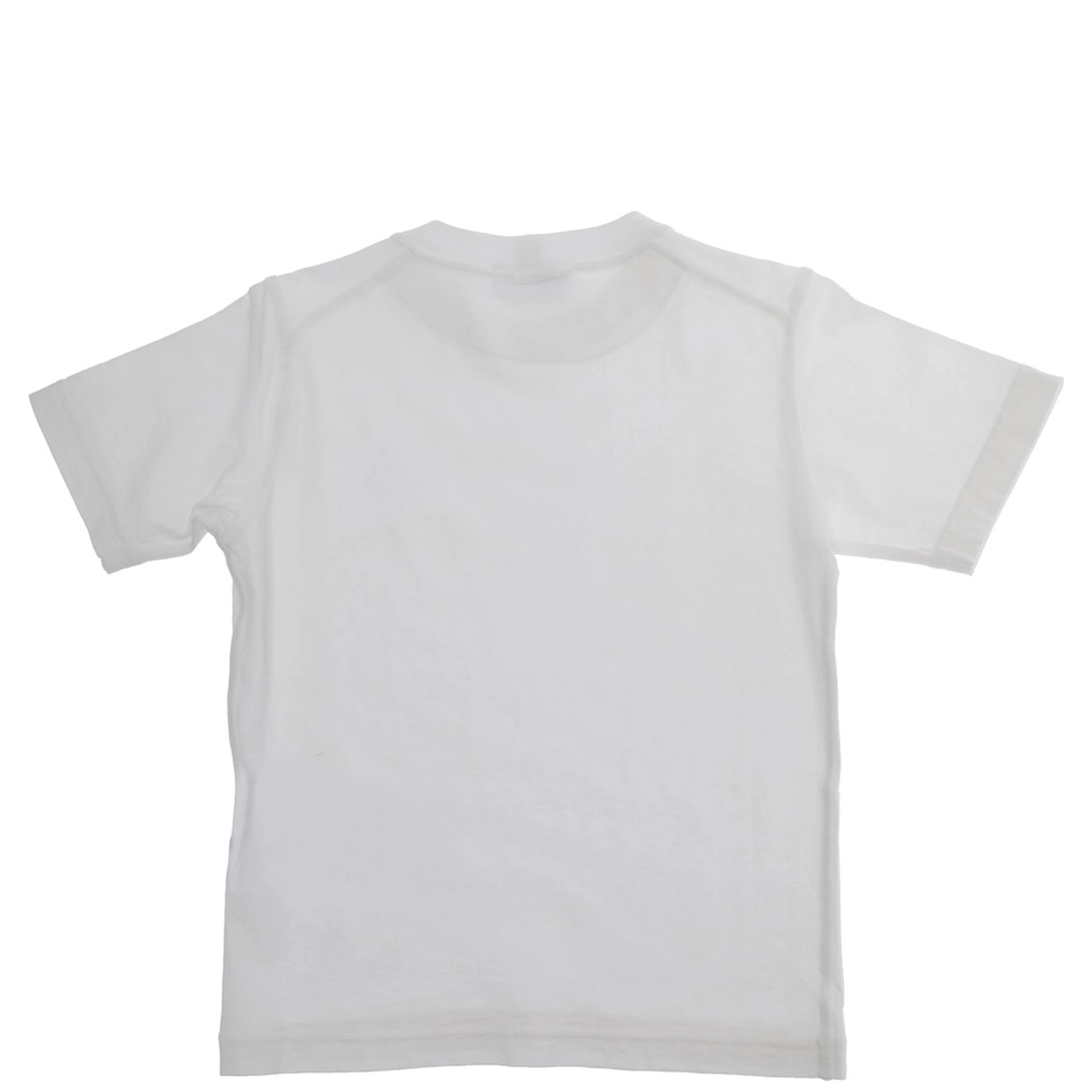 Crew Neck T-Shirt with Logo Patch on the Front in White Cotton for Kids