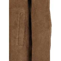 Brown Jacket with Classic Collar In Suede for Men