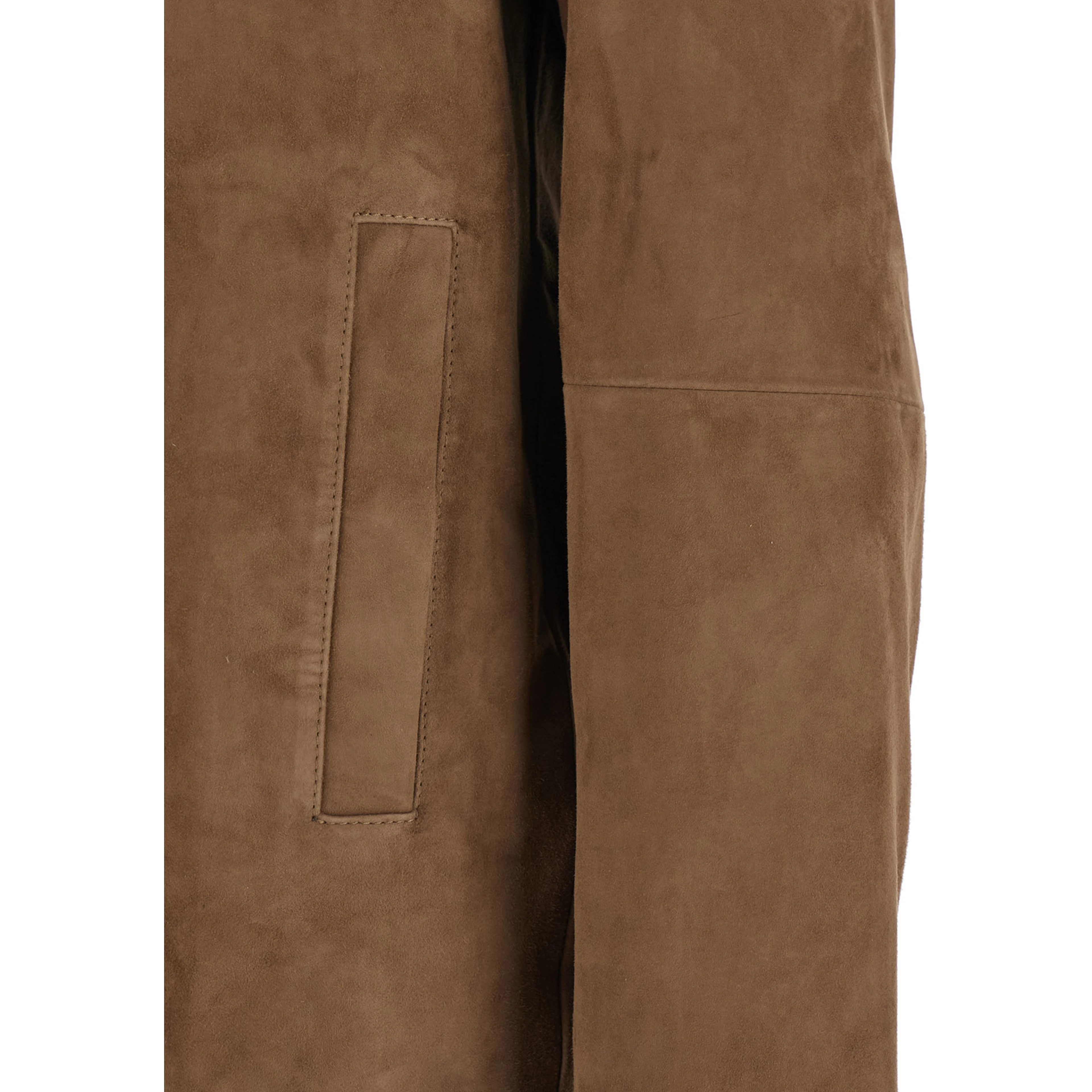 Brown Jacket with Classic Collar In Suede for Men