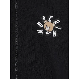 Black Hoodie with Fixed Hood and Front Logo for Kids