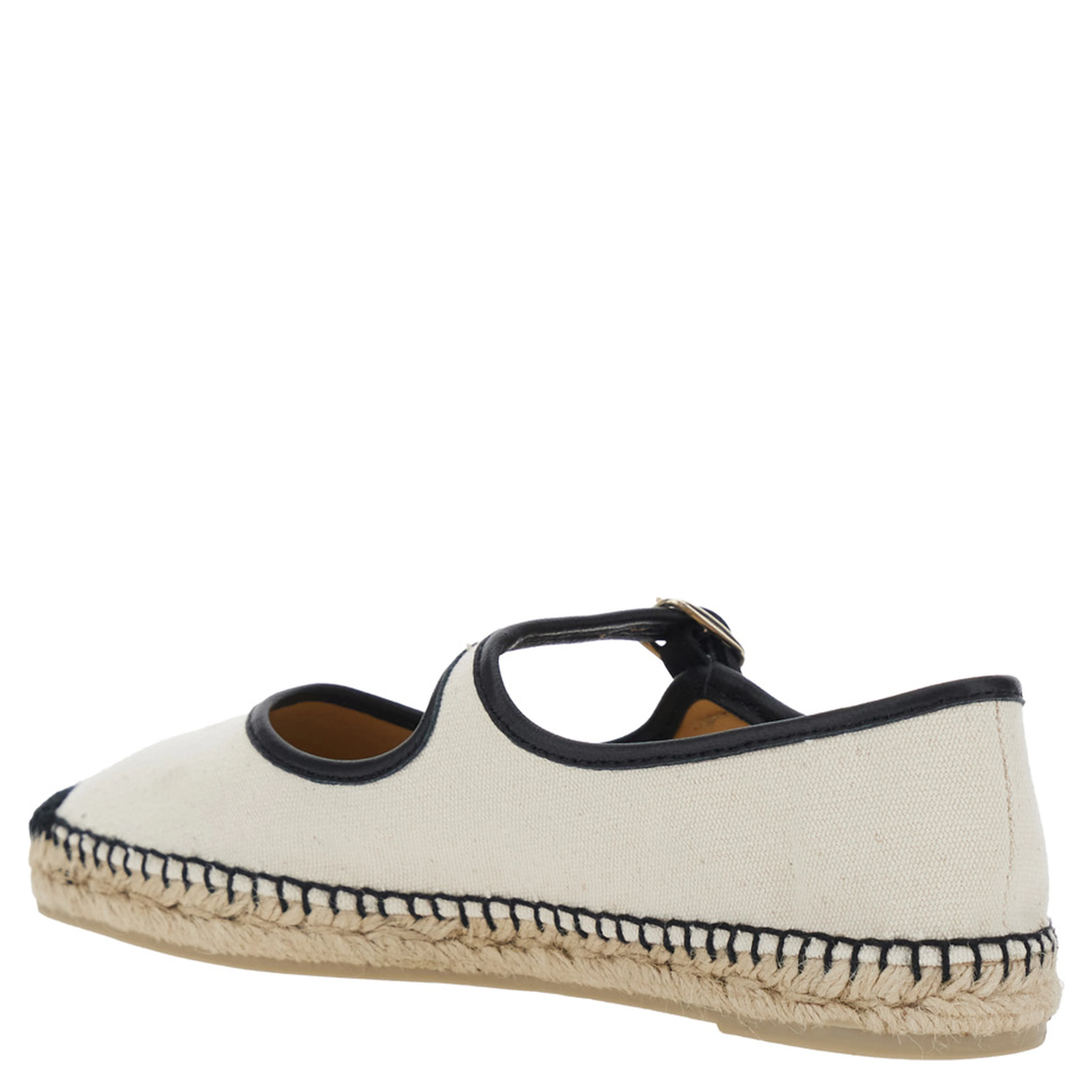 Padua White Ballet Shoes with Strap Closure and Square Toe in Fabric for Women