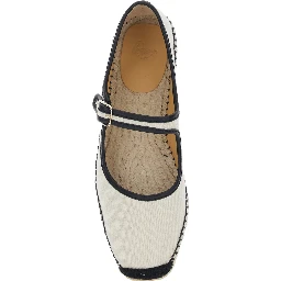 Padua White Ballet Shoes with Strap Closure and Square Toe in Fabric for Women