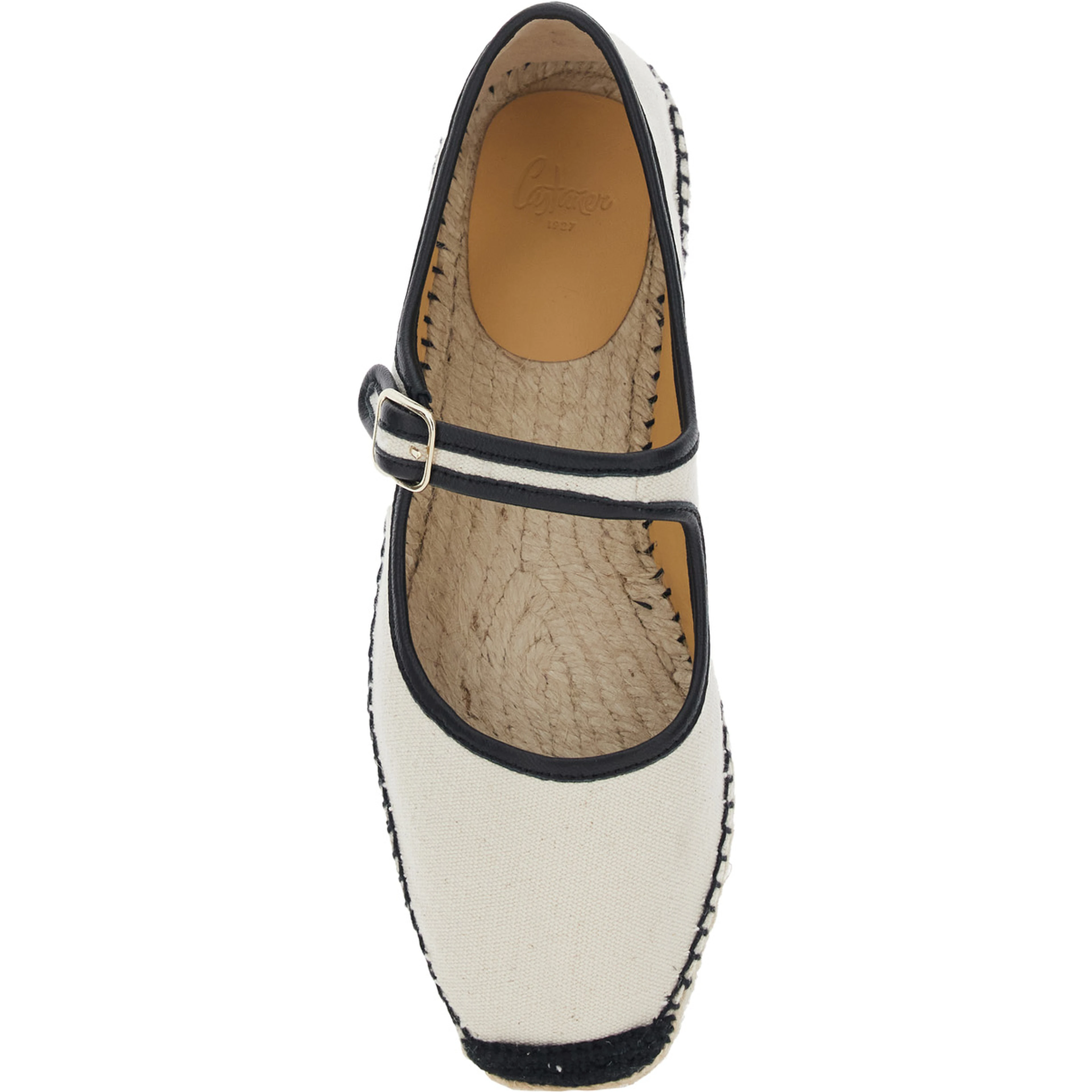 Padua White Ballet Shoes with Strap Closure and Square Toe in Fabric for Women