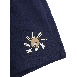 Blue Shorts with Elastic Waist and Front Logo in Cotton for Girls