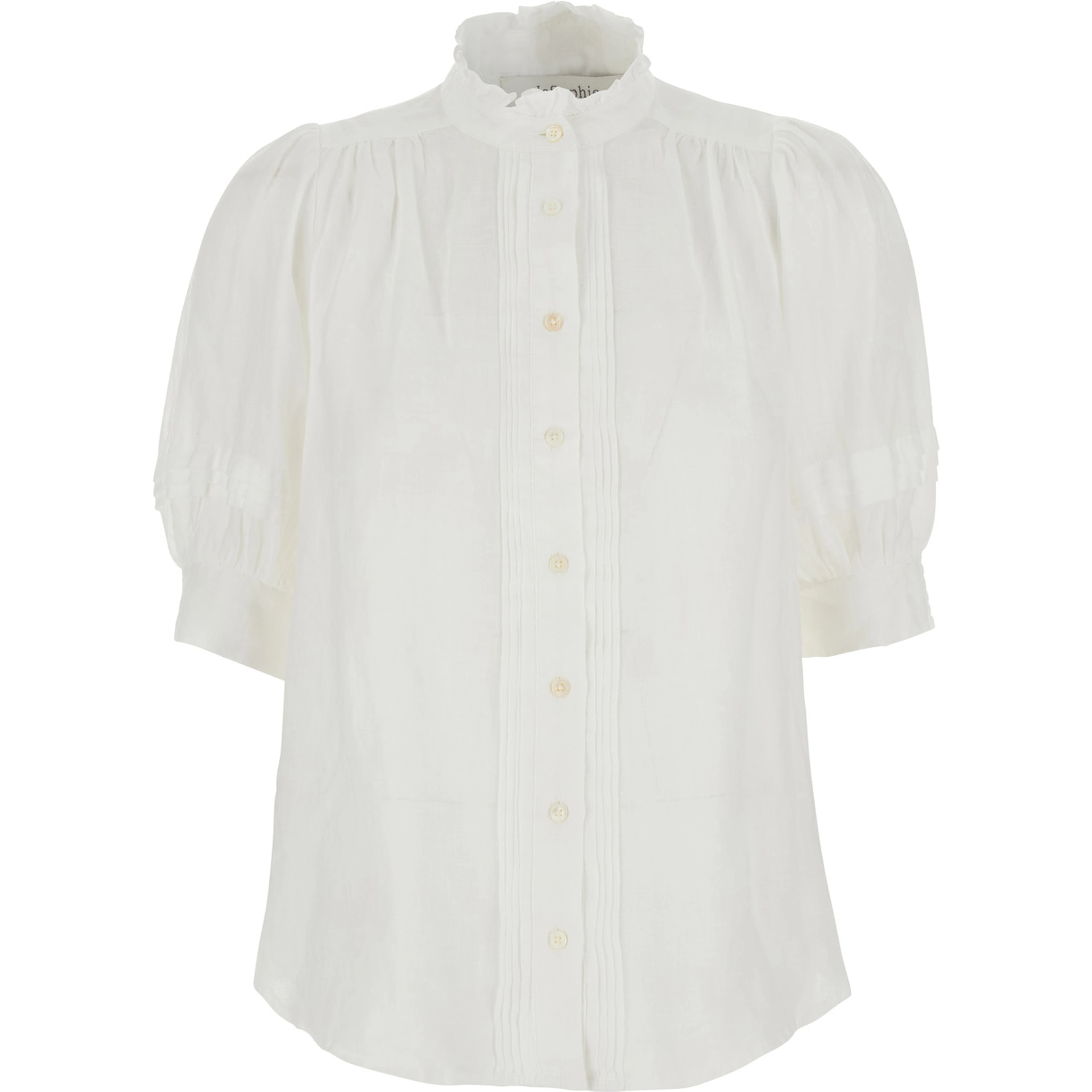 Lagos White V-Neck Blouse with Long Sleeves in Viscose for Women