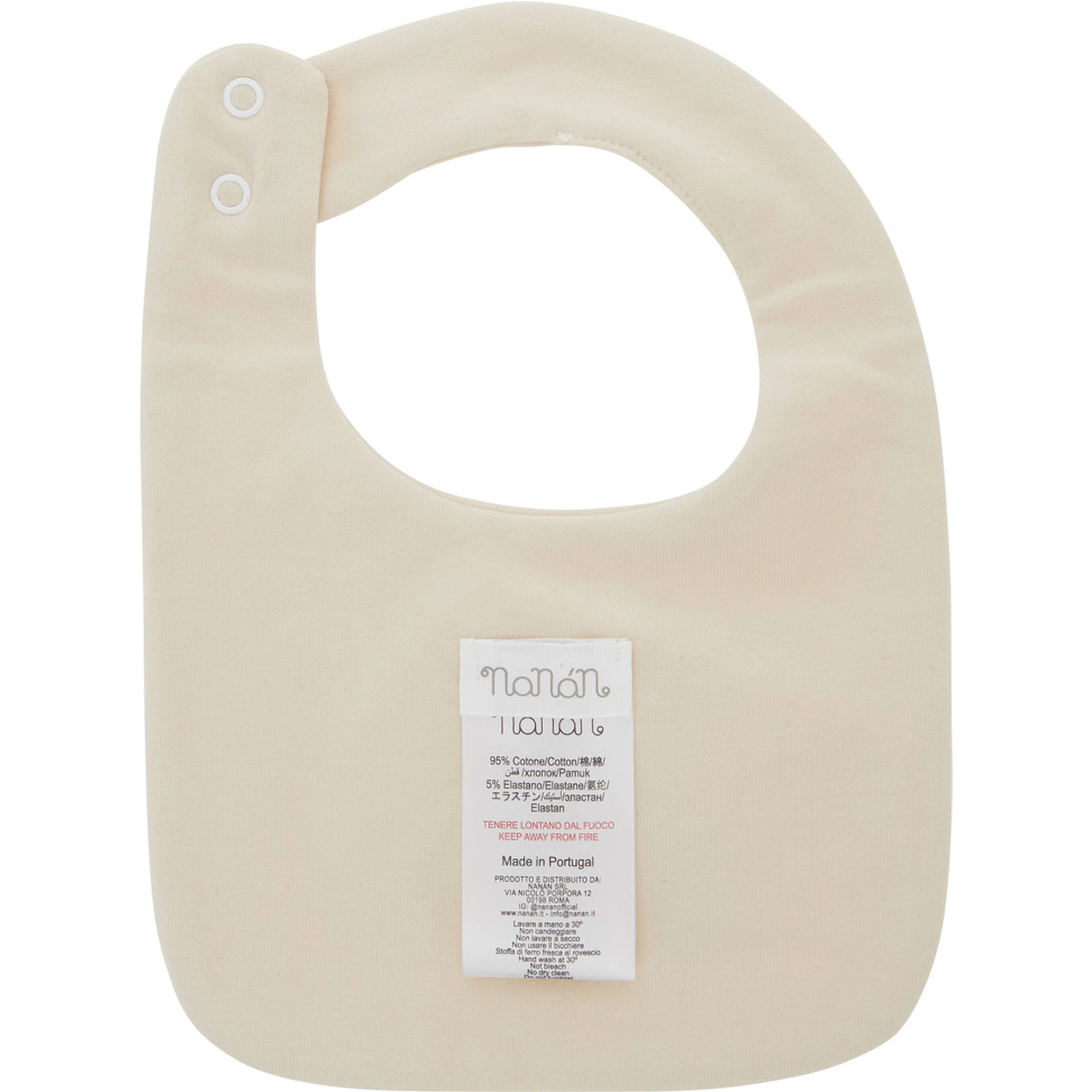 beige Bib with embroidered bear on the front in cotton baby