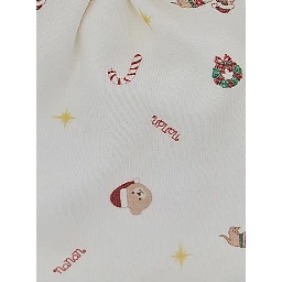 White beanie with all-over print in cotton baby