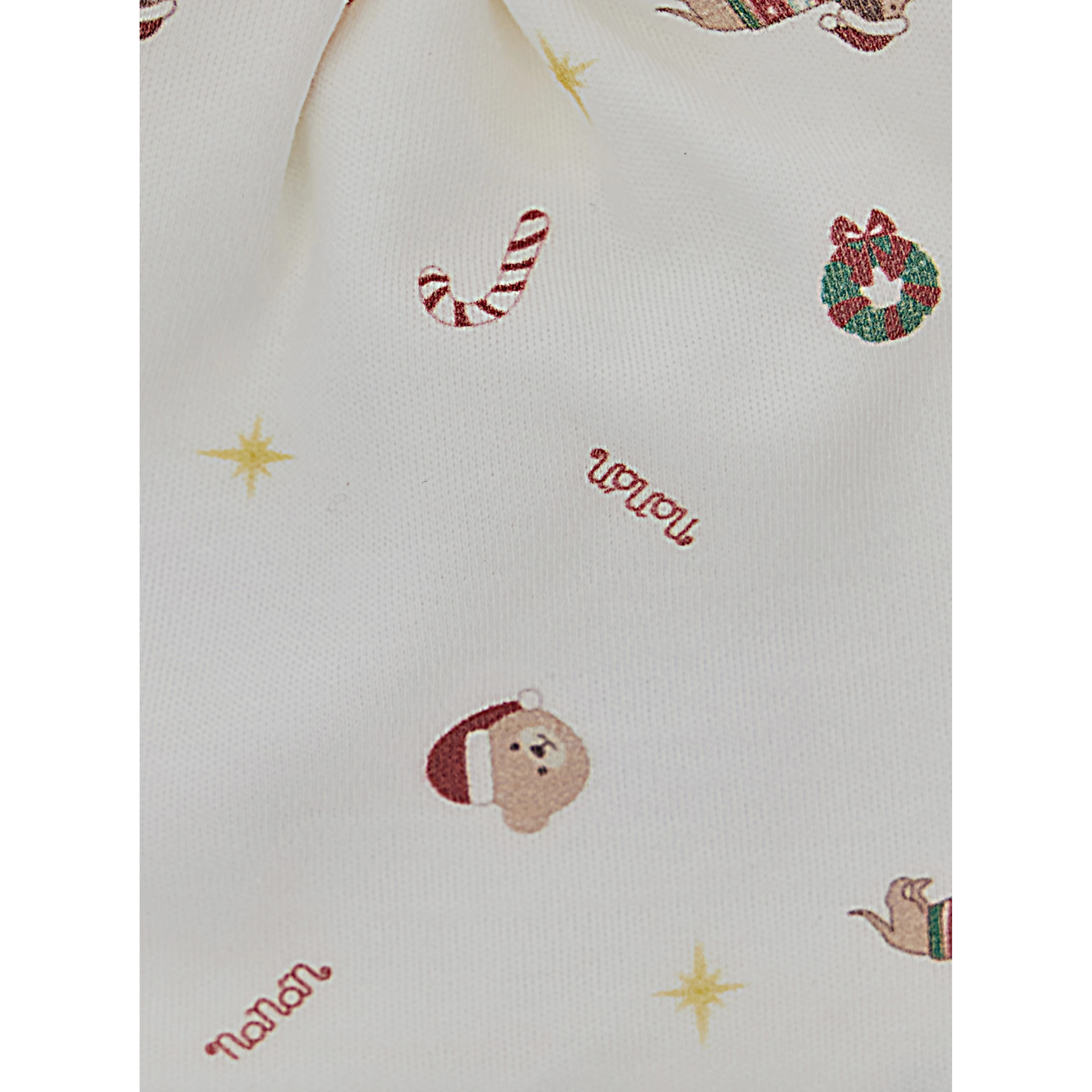 White beanie with all-over print in cotton baby