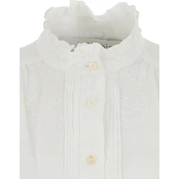 Lagos White V-Neck Blouse with Long Sleeves in Viscose for Women