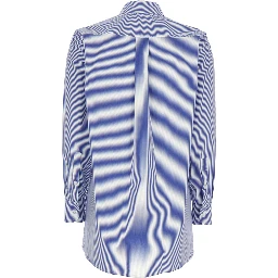 Shirt with Striped Motif and Classic Collar in Blue Fabric for Women