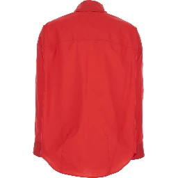 Shirt POPELINE SHIRT with Classic Collar and Long Sleeves in Red Cotton for Men