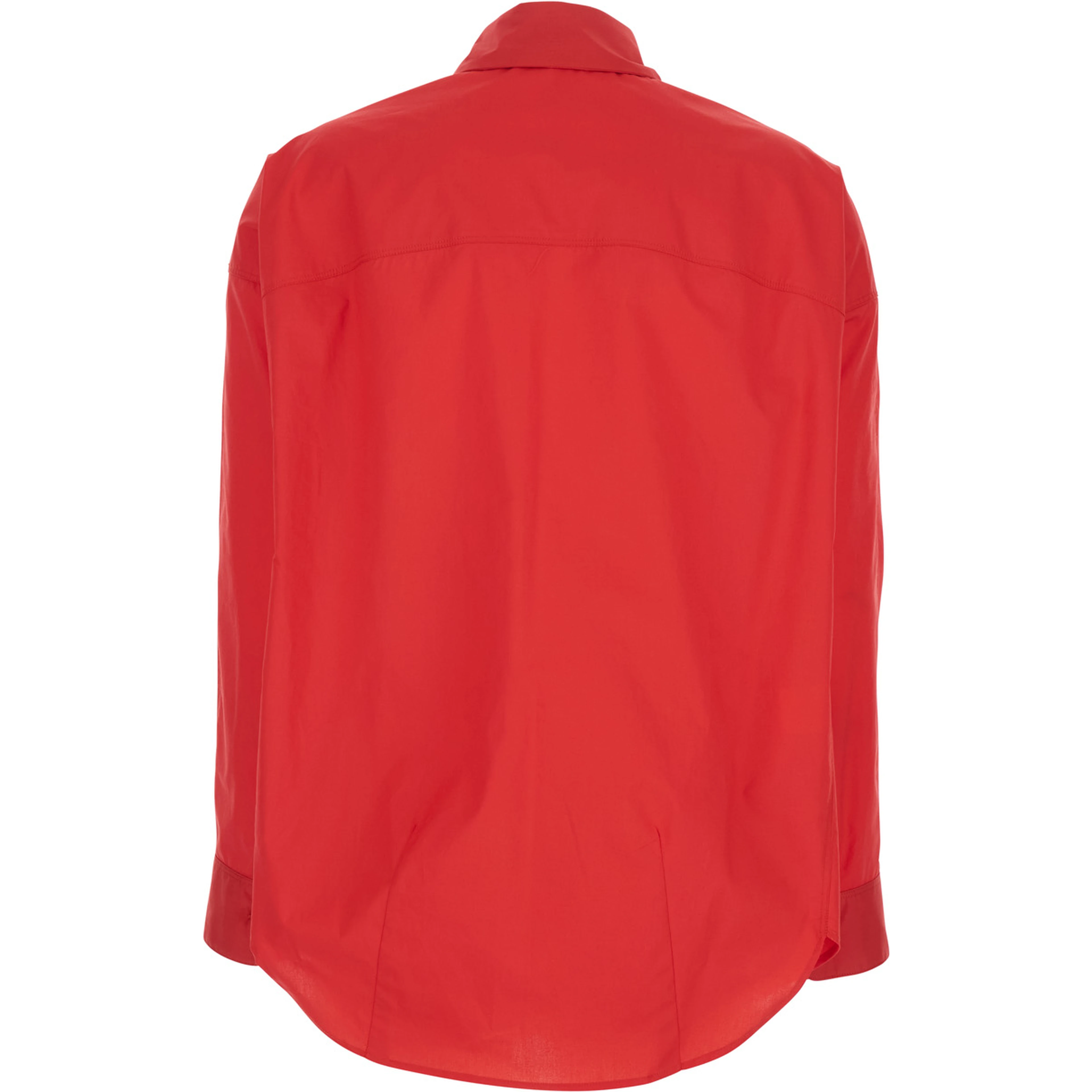 Shirt POPELINE SHIRT with Classic Collar and Long Sleeves in Red Cotton for Men