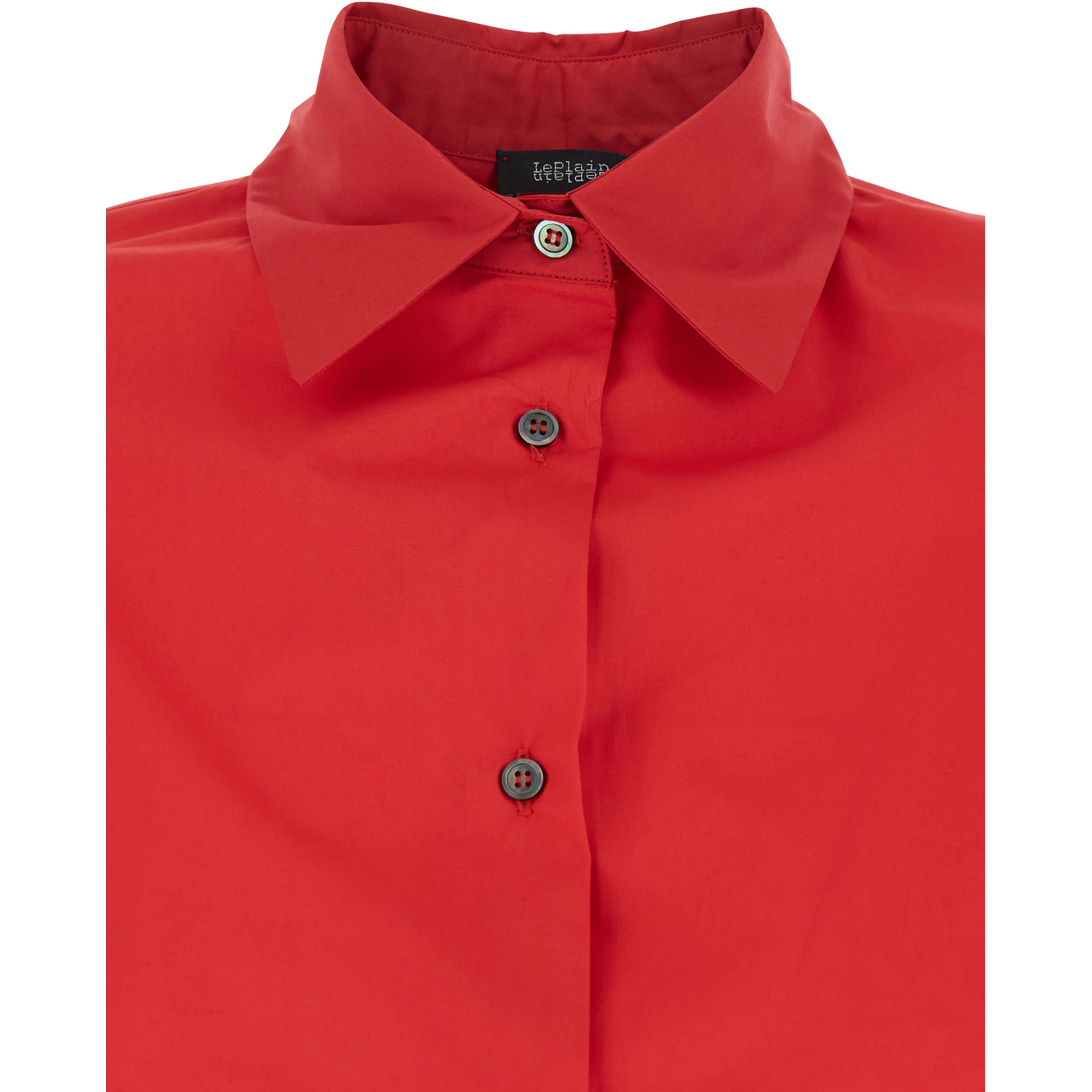 Shirt POPELINE SHIRT with Classic Collar and Long Sleeves in Red Cotton for Men