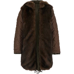 Green Parka with fur hood and button closure on the front in cotton for men
