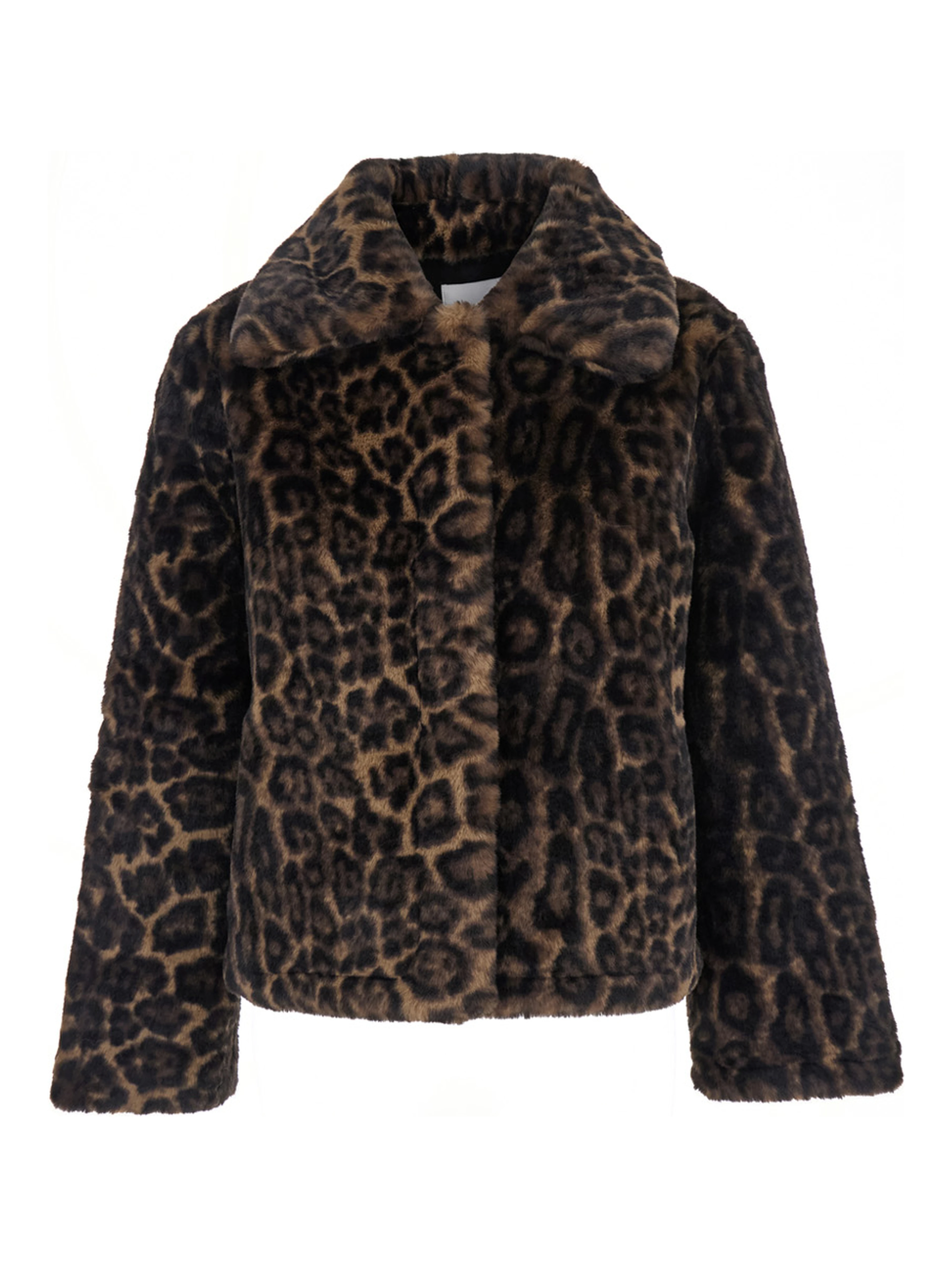 Brown Leopard Print Faux Fur Coat for Women